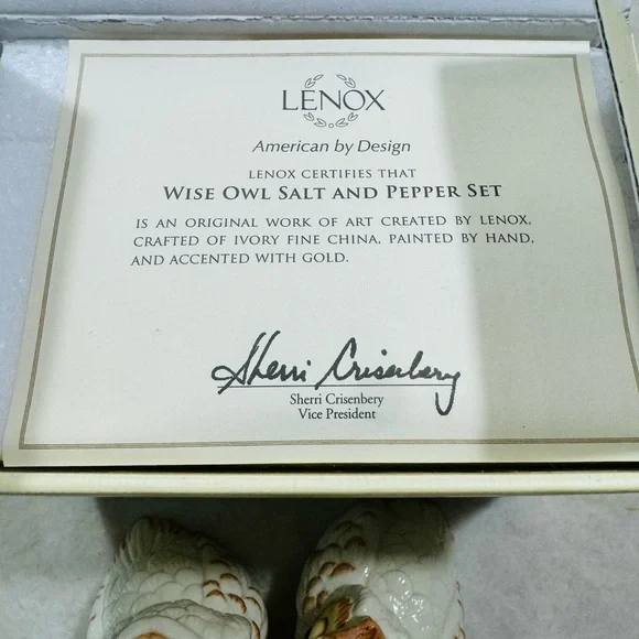 Lenox OWL Salt & Pepper Shakers "Wise Owl" NEW IN BOX - Picture 6 of 7